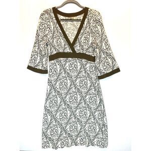 Athleta Dress Size MT Faux Wrap Jersey Knit 3/4 Sleeve V-Neck Surplice